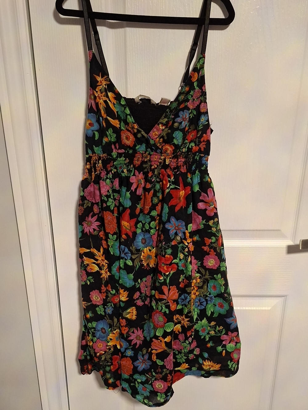 Derek Heart Black Floral Midi Dress with Multicolor Blooms